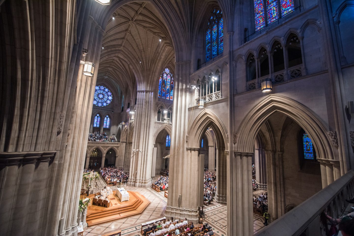 View of Easter service in the Nave from balcony vantage point