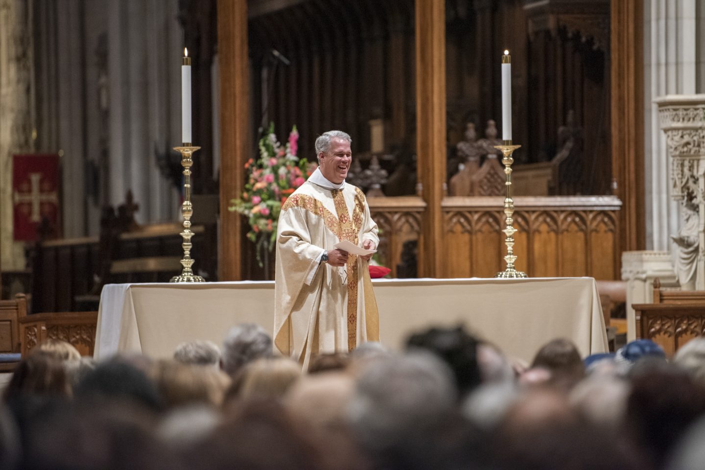 Dean of the Cathedral addressing worshippers